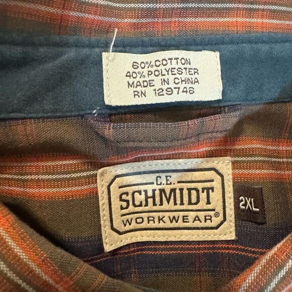 C.E. Schmidt Mens XXL Long Sleeve Plaid Button Down Work Casual Shirt - Picture 2 of 5